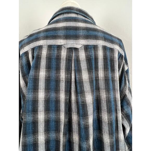 BAXTER Indigo Denim Button-up Shirt in navy black & light gray plaid (Mens: XL) - Picture 5 of 10